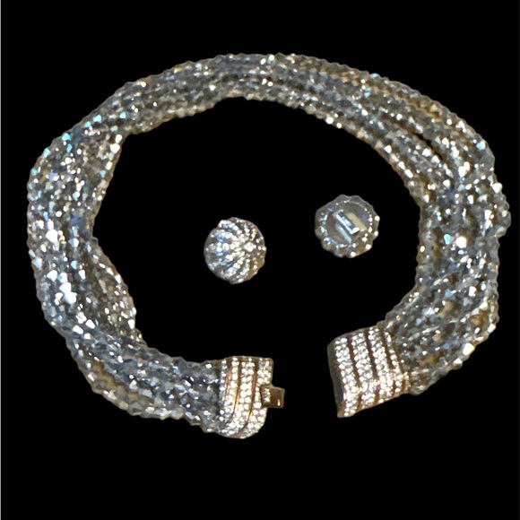 Ciner Vintage 1955 18k Gold Plated Swarovski Crystal Necklace& Earrings Signed - Picture 2 of 6